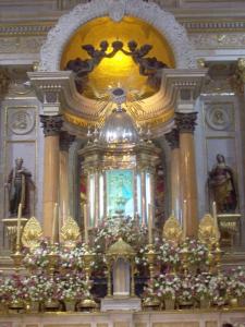 The 15" image of  the Virgin Mary occupies the central space in the cathedral's nave