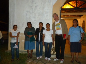 Some of the coffee project participants with Doug outside the Church