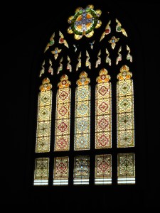 Stained Glass on back wall of sanctuary 