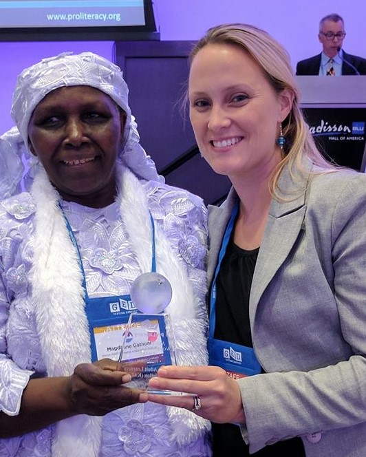 Major part played by women in organizing to fight poverty's effects is represented by Magdalena Gathoni, founder of Kenya Adult Learners' Association (KALA) 